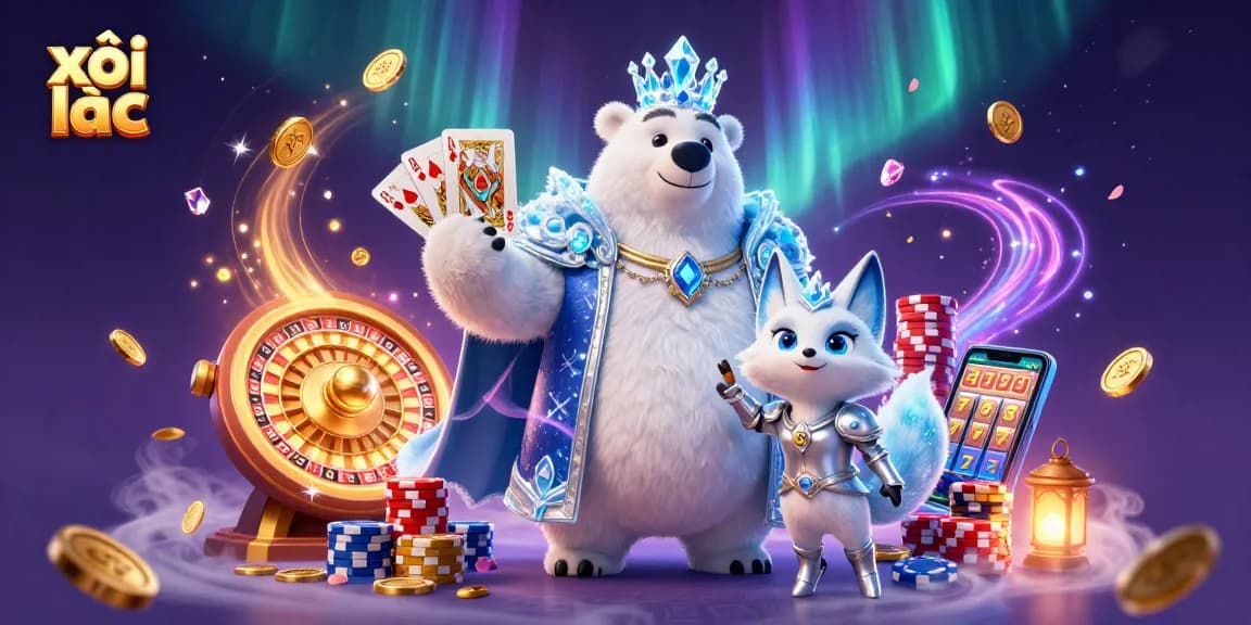 xôi lạc ignites excitement with dynamic casino elements including roulette wheels and slot machines.