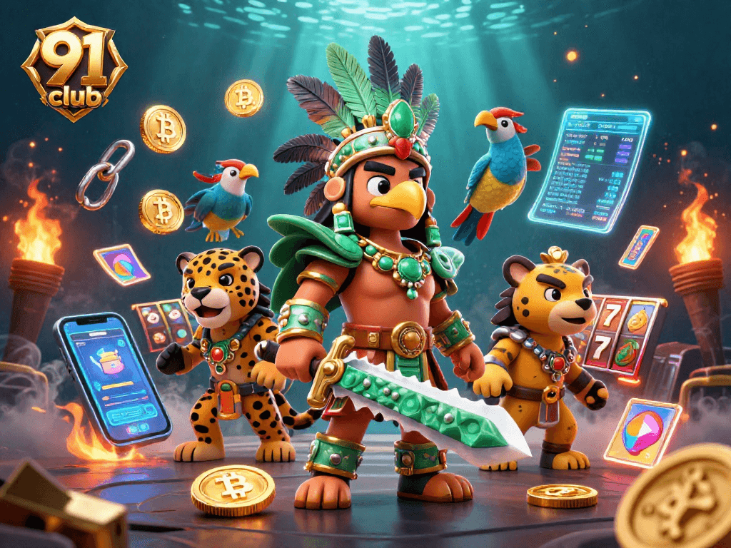 Predict colors and win at 91 club with dynamic gaming illustration showcasing wealth and excitement.