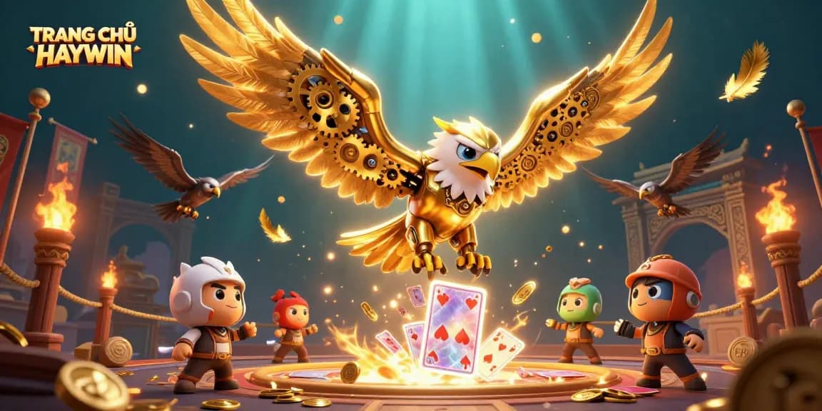 Engage in thrilling gameplay at TRANG CHỦ HAYWIN with dynamic holographic cards and golden casino elements.