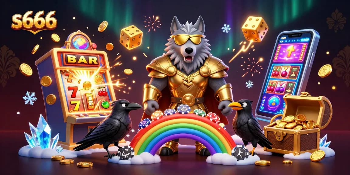 Experience the excitement of s666 with an exhilarating online casino scene, rich in vibrant colors and action.
