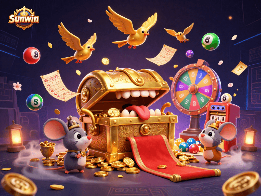Experience the sunwin adventure with a splash of vibrant casino elements and energetic characters.