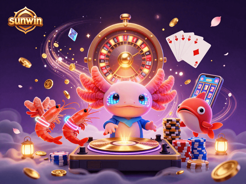 Experience the vibrant sunwin casino scene with dynamic characters and dazzling game elements.