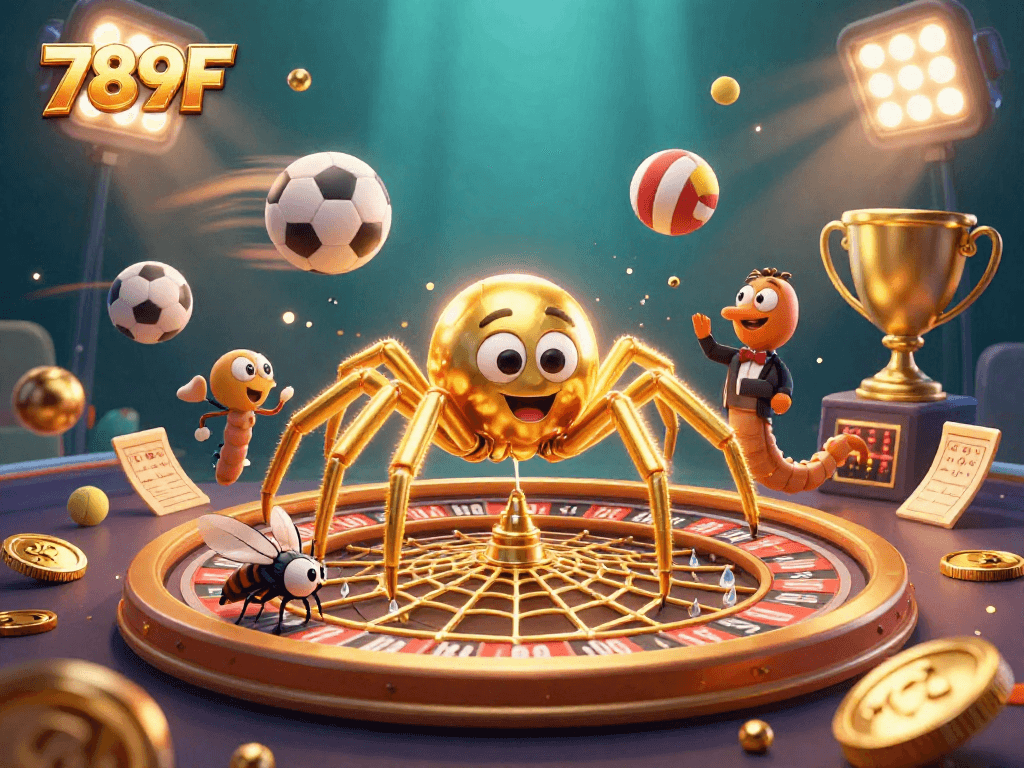 Engage with thrilling 789F bets surrounded by dynamic sports elements and vivid characters.