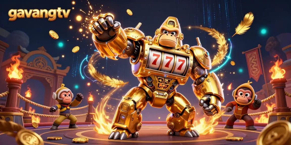 Experience thrilling jackpots at gavangtv with a dynamic gorilla mech and slot machine magic.