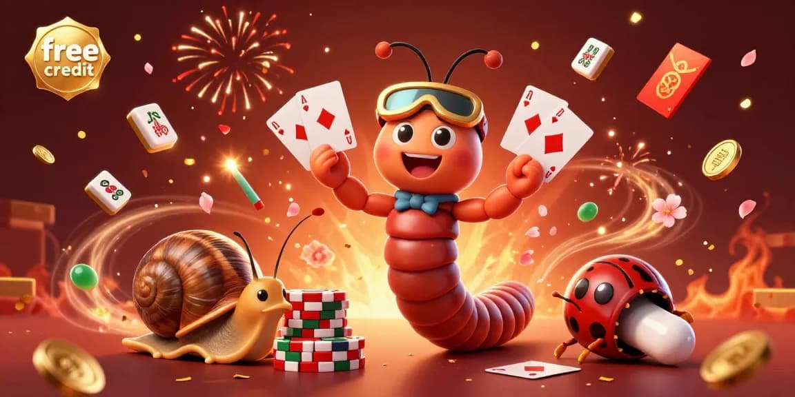 Experience thrilling free credit promotions with unique 3D casino characters in a vibrant game scene.