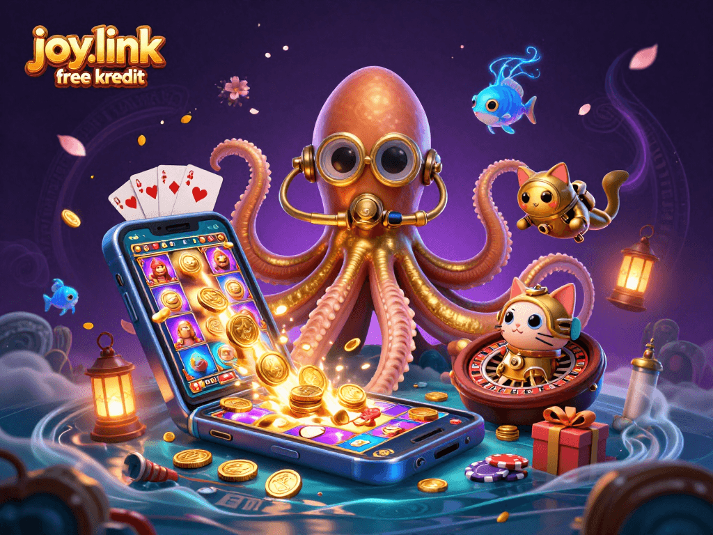 Engage with joyful gameplay at joy.link free kredit's colorful casino illustration.
