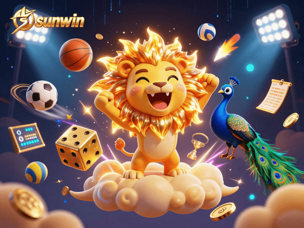 Experience thrilling sports betting with the vibrant sunwin graphic showcasing energetic casino elements.