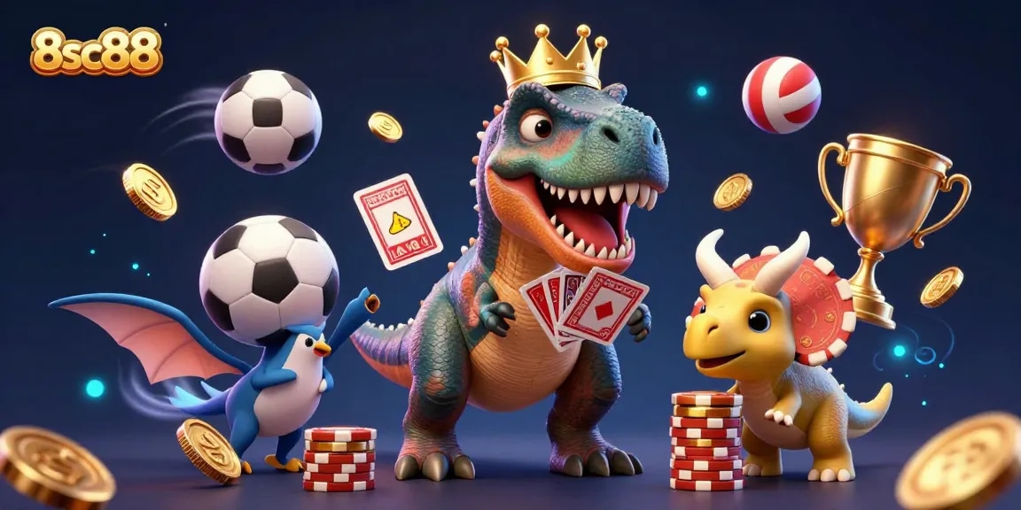 Experience exciting gaming action at 8sc88 with a vibrant 3D casino scene showcasing interaction and dynamic elements.