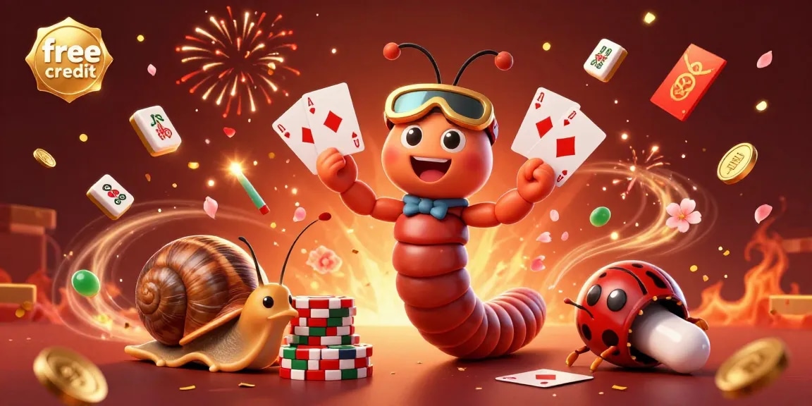 Experience thrilling free credit promotions with unique 3D casino characters in a vibrant game scene.