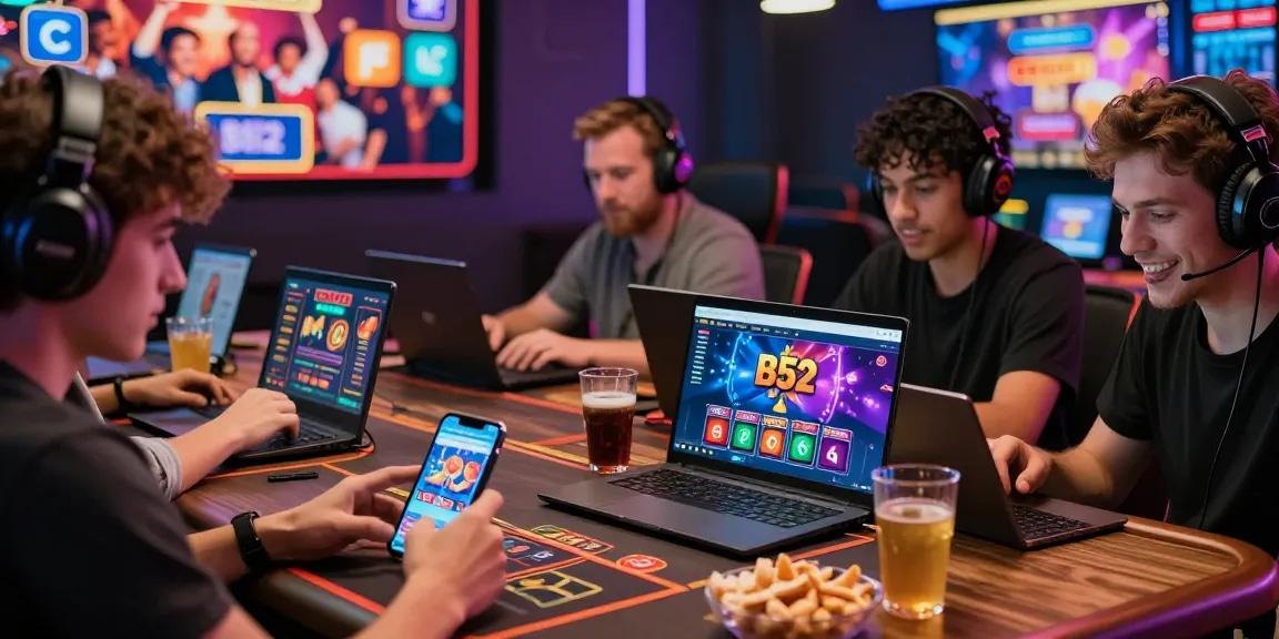 Players enjoying the B52 web online gaming platform, immersed in various casino games.