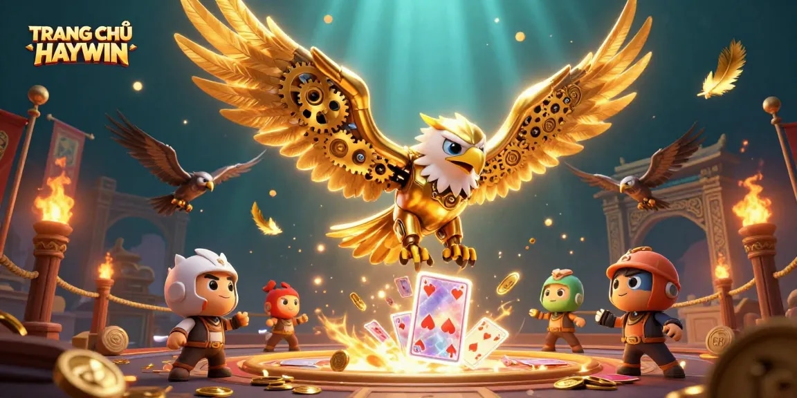 Engage in thrilling gameplay at TRANG CHỦ HAYWIN with dynamic holographic cards and golden casino elements.