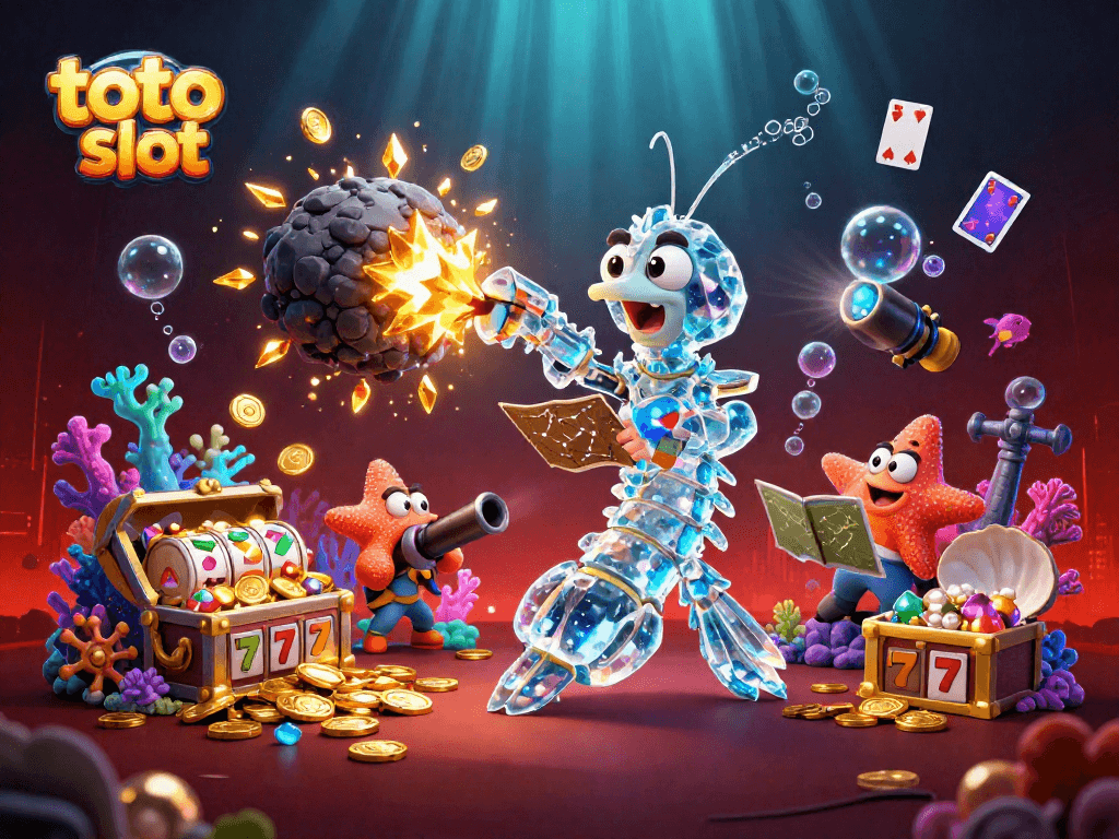 Win big with innovative games at toto slot, featuring dynamic illustrations of vibrant casino elements.