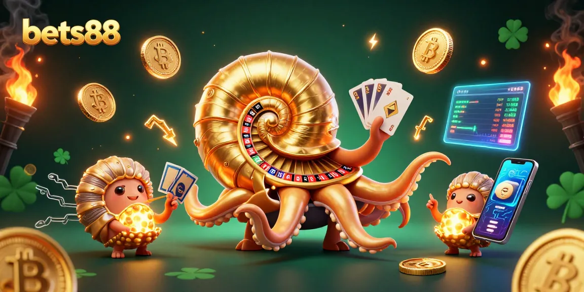 Experience thrilling gameplay at bets88, featuring a vibrant 3D nautilus roulette wheel in a dynamic casino scene.