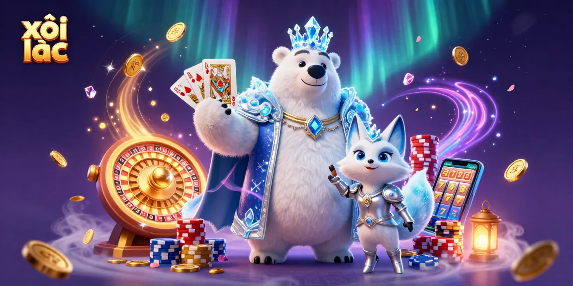 xôi lạc ignites excitement with dynamic casino elements including roulette wheels and slot machines.