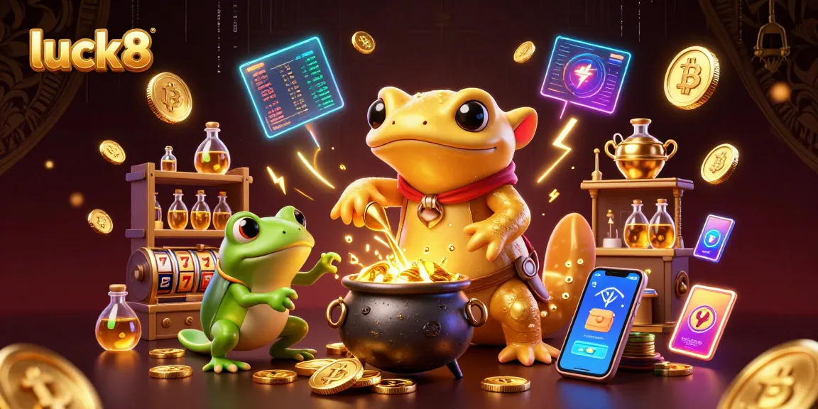 Engage with luck8, the premier gaming platform featuring vibrant 3D illustrations of dynamic casino elements.