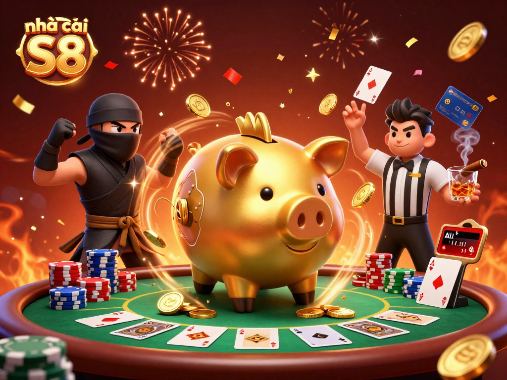 Engage in thrilling action at nhà cái S8 with vibrant casino elements and characters in an exciting 3D scene.