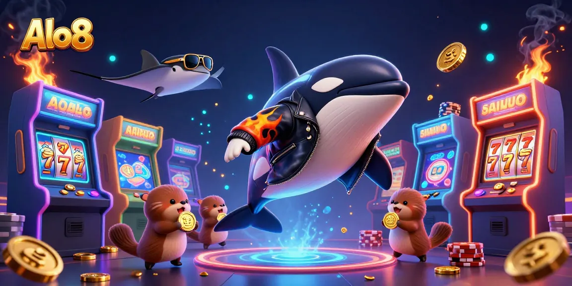 Alo8 brings excitement with cartoon characters enjoying gaming fun around casino elements.