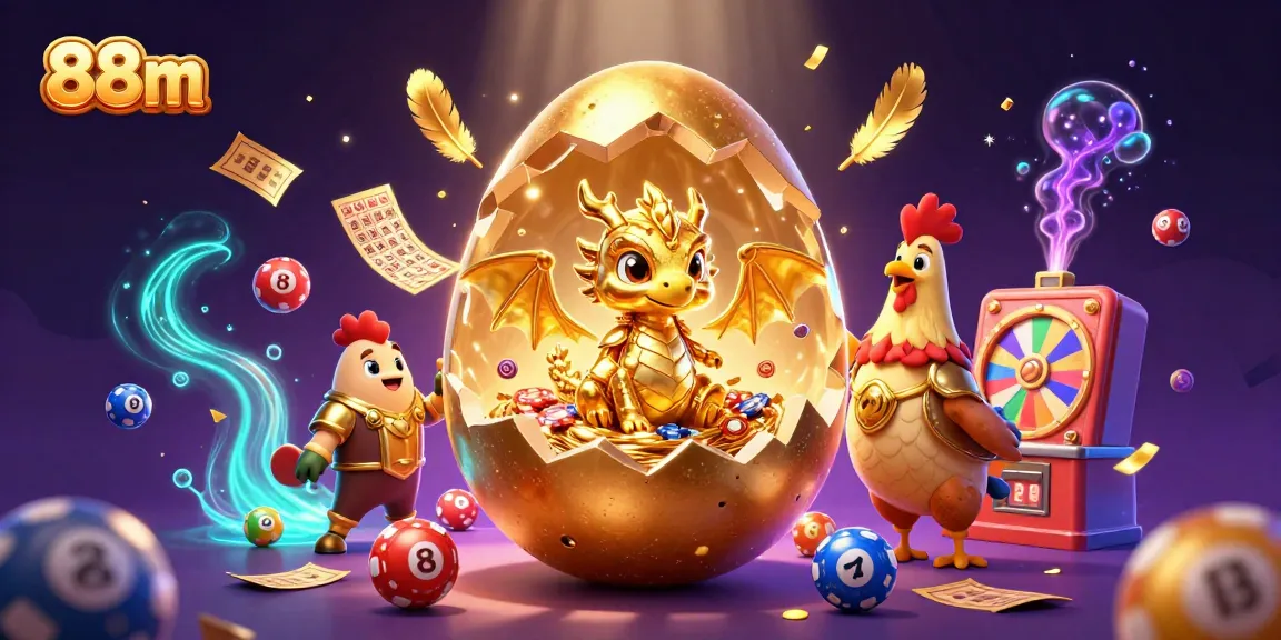 Experience thrilling gaming at 88m with vibrant golden dragon and exciting casino elements.