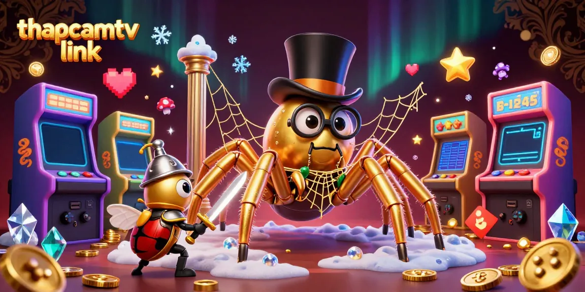 Engage with thapcamtv link showcasing a vibrant 3D casino scene filled with characters and gaming elements.