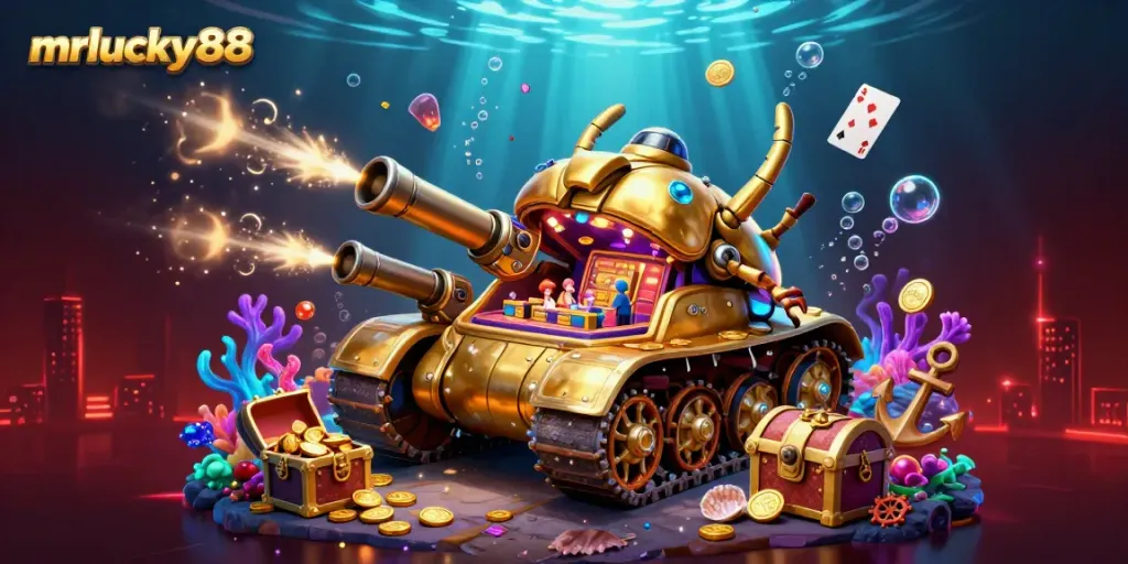 Engage with mrlucky88's dynamic casino adventure featuring a golden beetle tank with miniature games.