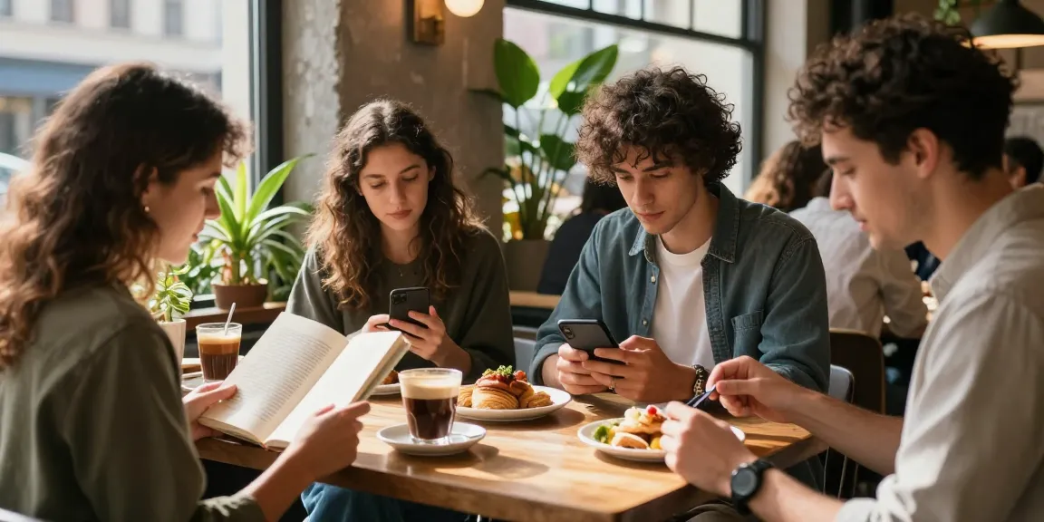 Suasana kafe trendy di https://rokok88jaya.com, teman-teman menikmati waktu santai dengan kopi dan pastry.