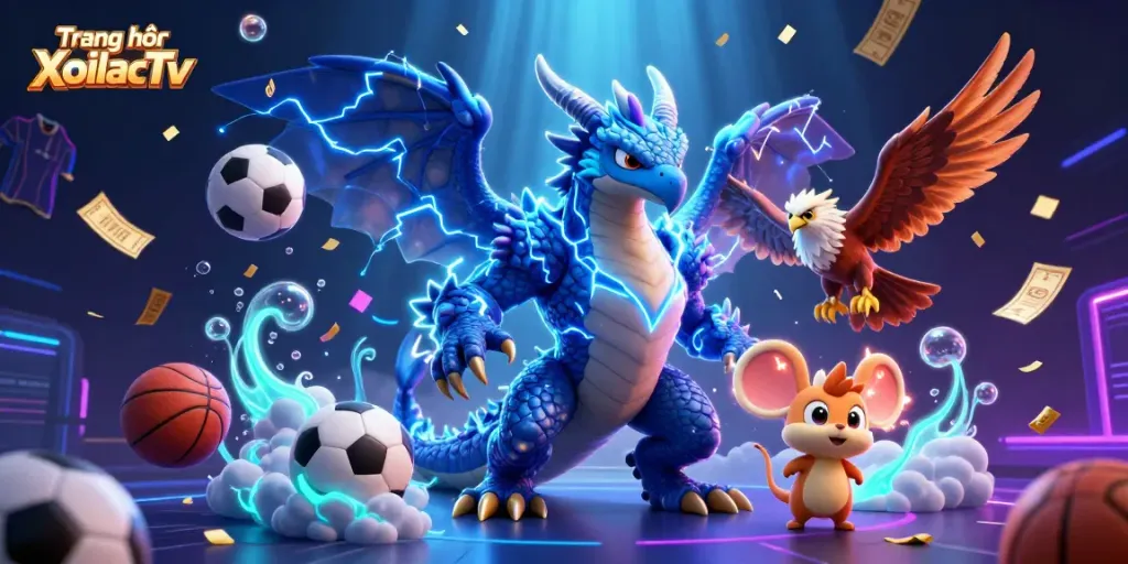 Bet on sports with Trang chủ XoilacTv while enjoying a vibrant 3D fantasy scene of winning moments.