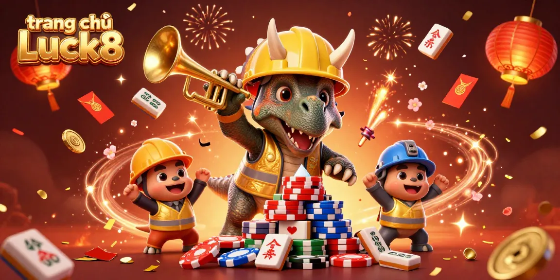 Experience the vibrant excitement at trang chủ Luck8 with a lively 3D casino celebration.