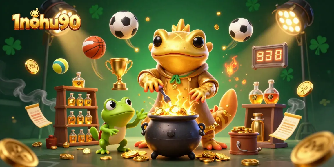Engage in thrilling betting action with 1nohu90, featuring dynamic games and vibrant golden elements.