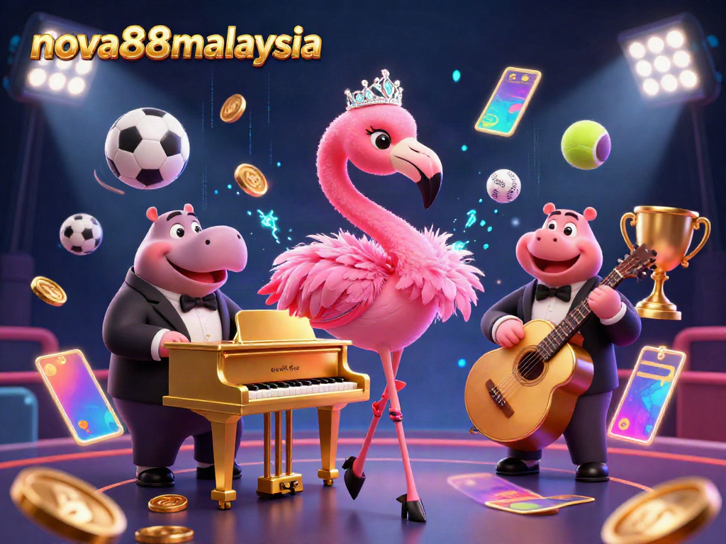 Experience the vibrant world of nova88malaysia with dynamic sports betting characters and a lively casino atmosphere.