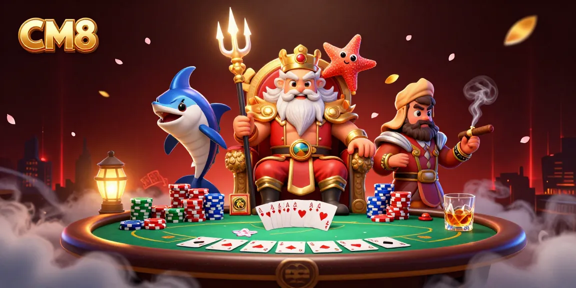 Experience casino gaming excitement with CM8 as Neptune and friends engage on a vibrant poker scene.