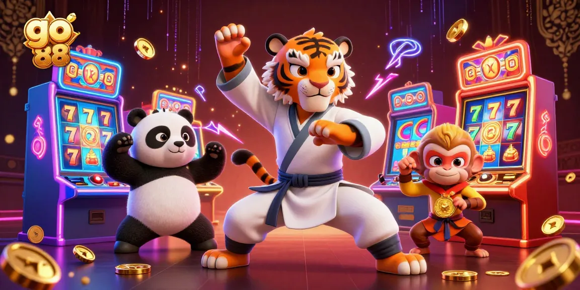 Engage in thrilling go 88 slot games with energetic characters amidst vibrant, colorful designs.