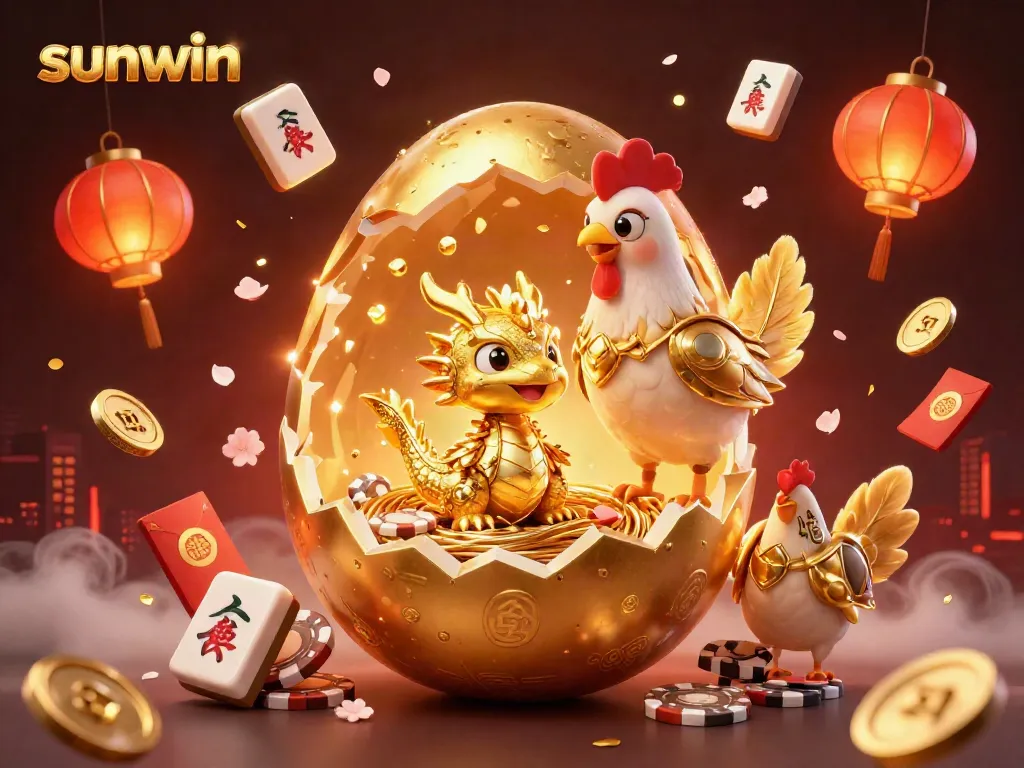 Engage in thrilling gaming action at sunwin with a dazzling golden dragon and poker chips.