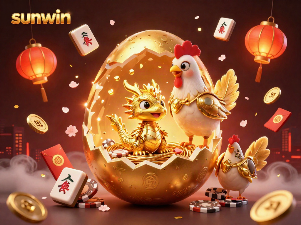 Engage in thrilling gaming action at sunwin with a dazzling golden dragon and poker chips.