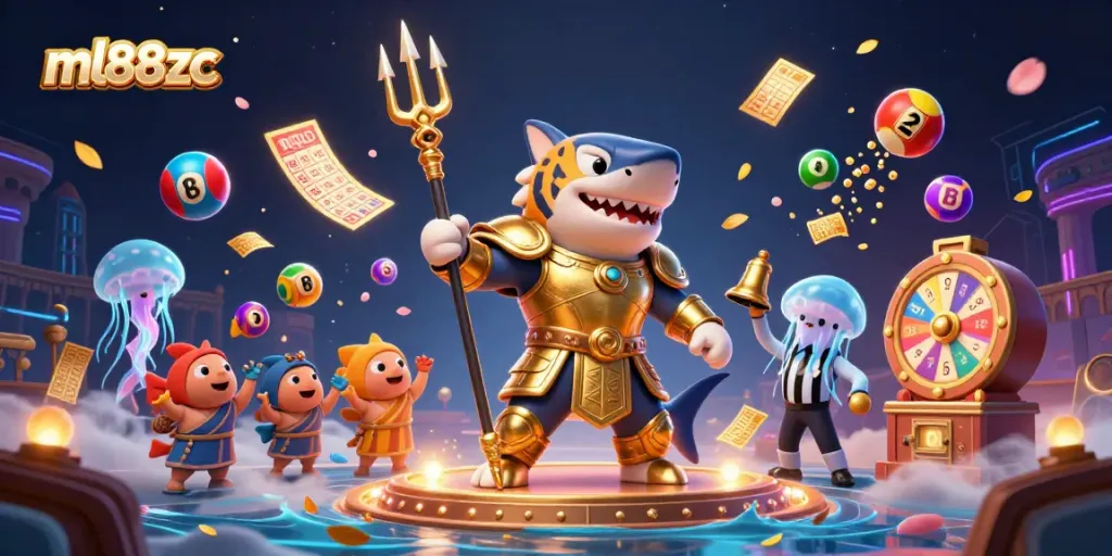 Engage with ml88zc in this lively underwater gambling spectacle showcasing vibrant game elements.