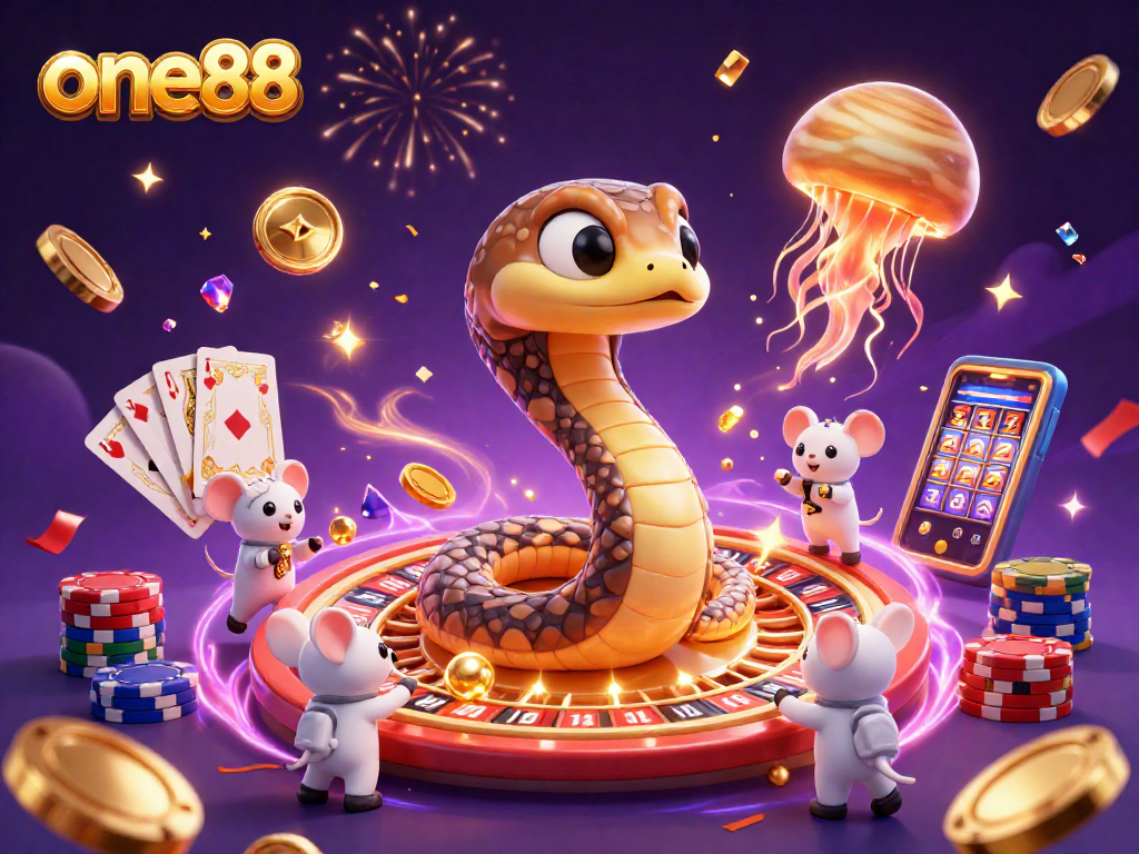 Experience thrilling gaming action at one88 with astronaut mice betting on a cosmic roulette wheel.