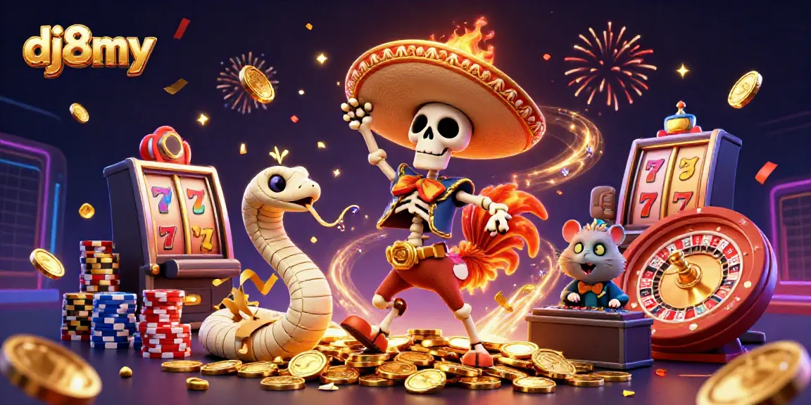 Spin and win with dj8my's thrilling slot machine adventures featuring vibrant casino elements.