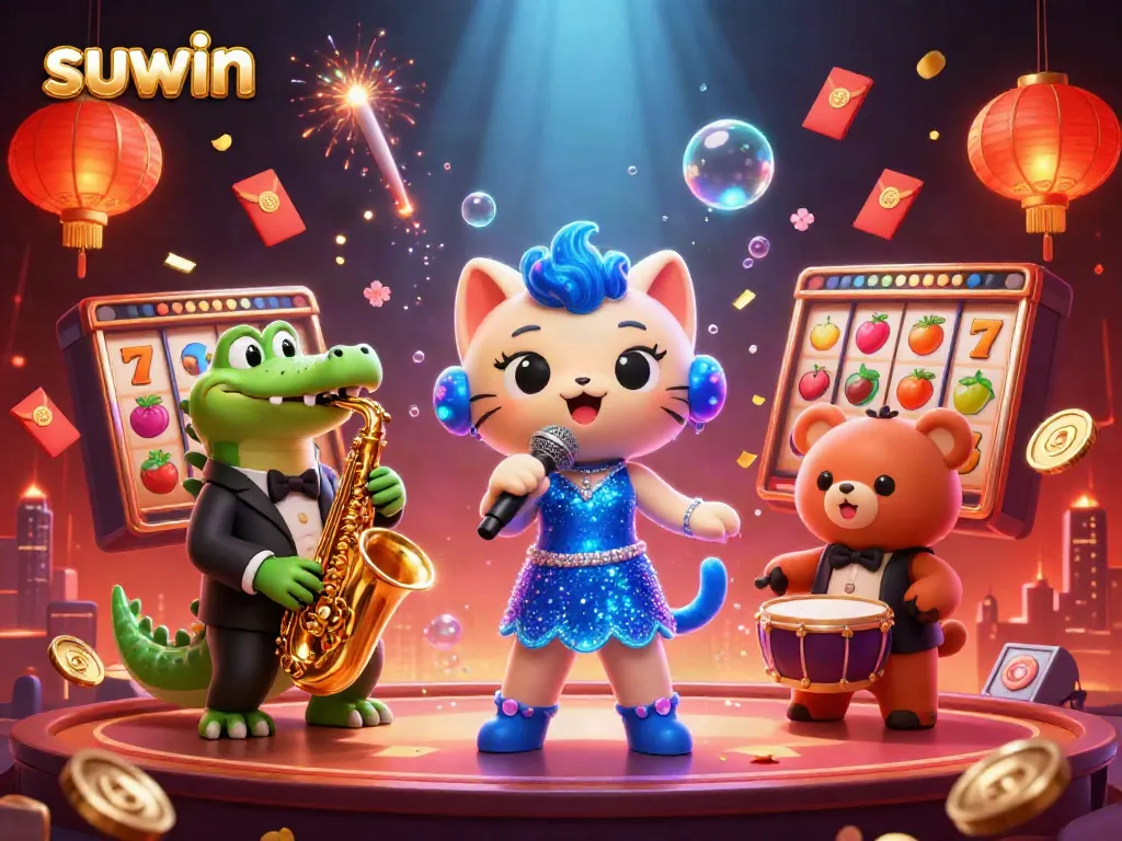 Experience the vibrant energy of the suwin casino with lively characters and dazzling game elements.