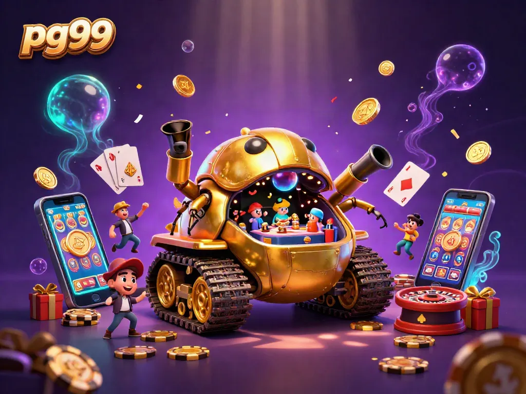 Enhance your gaming experience with pg99's unique casino-themed illustration filled with fun elements.