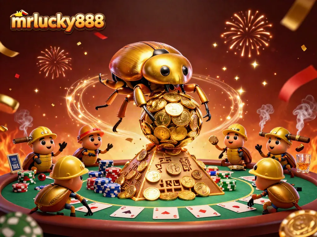 Experience thrilling gameplay at mrlucky888 with golden beetles aiding a jackpot adventure.