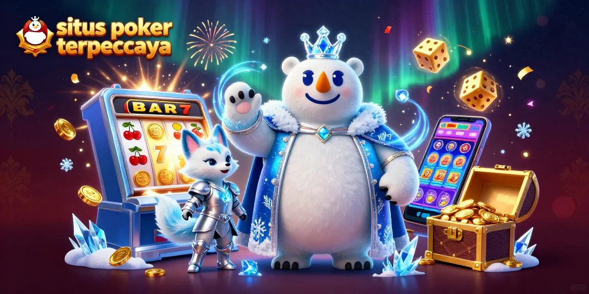 Visualisasi menarik tentang situs poker terpercaya dengan jackpot berkilau dan elemen kasino interaktif
