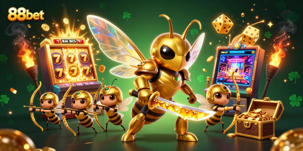 Experience thrilling action at 88bet with a vibrant scene of a casino-themed 3D illustration.