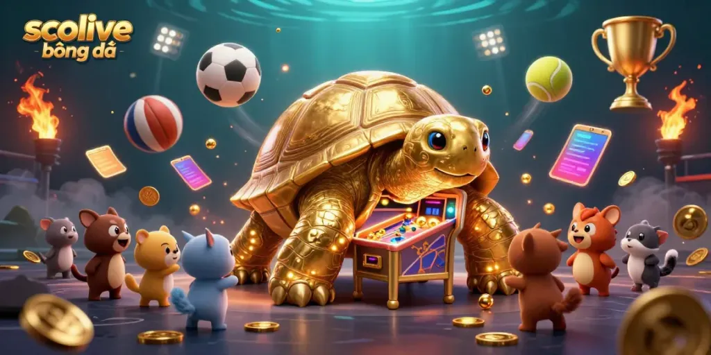Experience the thrill of socolive bóng đá as animals enjoy a pinball machine with vibrant sports elements.